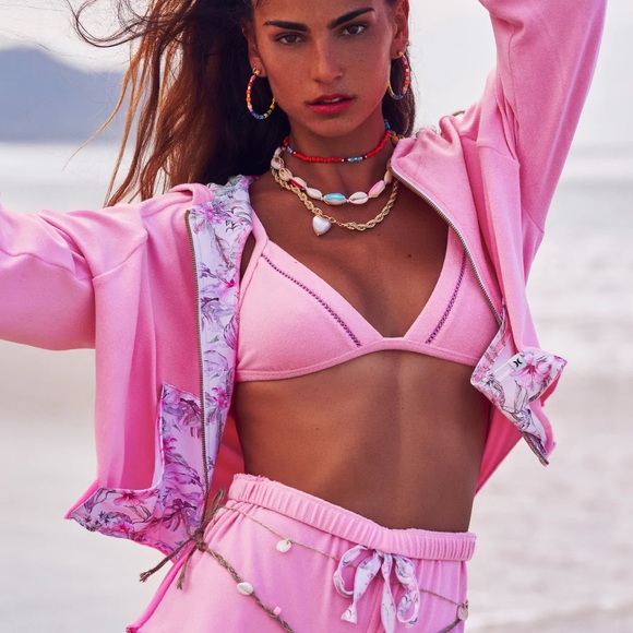 LoveShackFancy x Hurley 🌸 Reversible Felt Fixed Tri Bikini Top 👙🏄🏼‍♀️🌴 - Picture 2 of 16